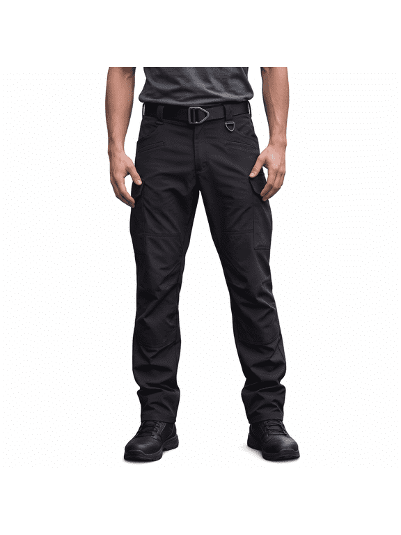 Men's Beetle Tactical Pants, Stretch Polyester Straight Leg Cargo Trousers, Water Resistant Outdoor Work Commuter Pants