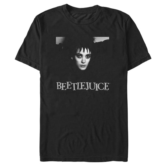 Men's Beetlejuice Black and White Lydia Portrait Graphic T-Shirt