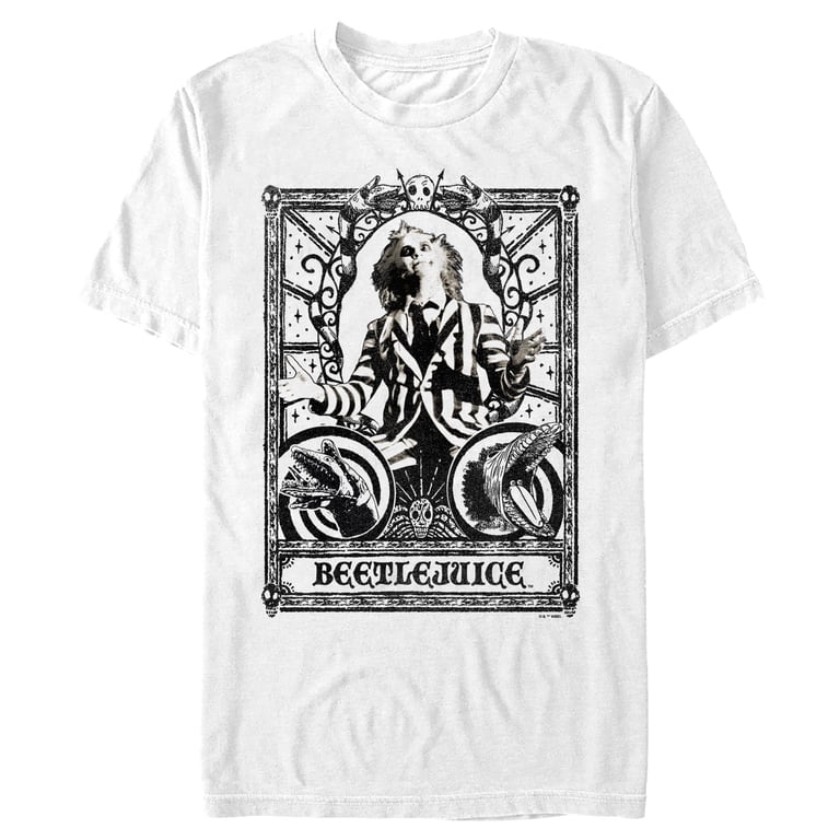 beetlejuice card sleeves Men's Black and White Tarot Graphic T-Shirt The artwork is printed on our Brushed Art sleeves Loungefly Beetlejuice Handbook For The