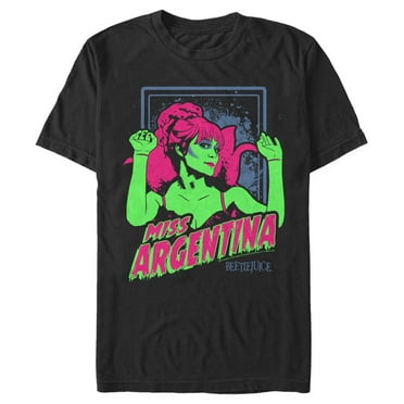 Men's Beetlejuice Neon Miss Argentina  Graphic Tee Black Small