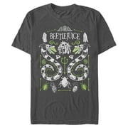 Mens Beetlejuice Sandworm and Betelgeuse Symmetrical Graphic Tee Charcoal X Large