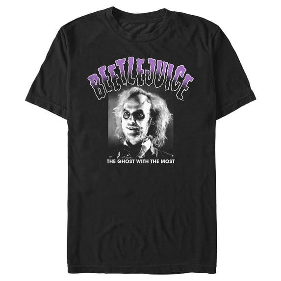 Men's Beetlejuice The Ghost With the Most Black and White Portrait Graphic T-Shirt
