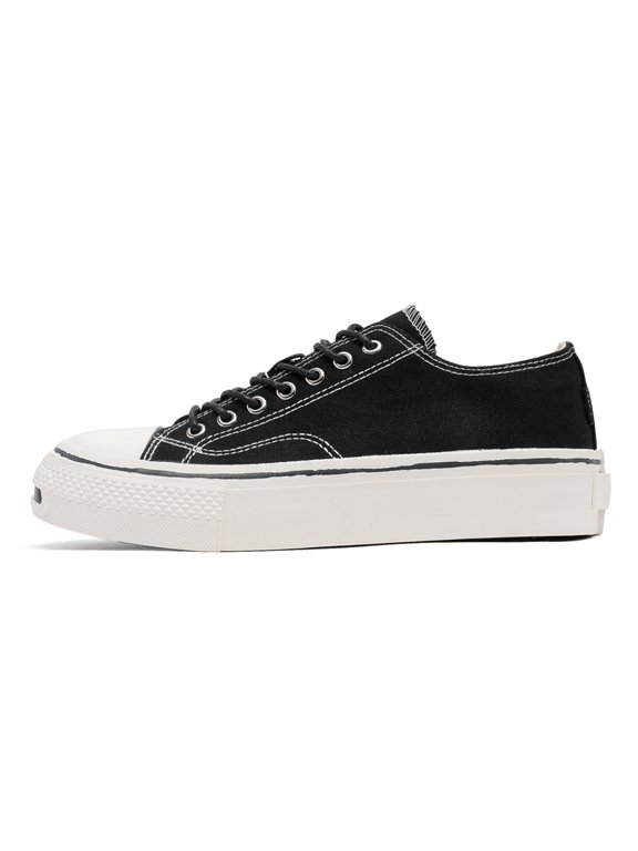Men's Beige Canvas Platform Sneakers, Casual Minimalist Shoes