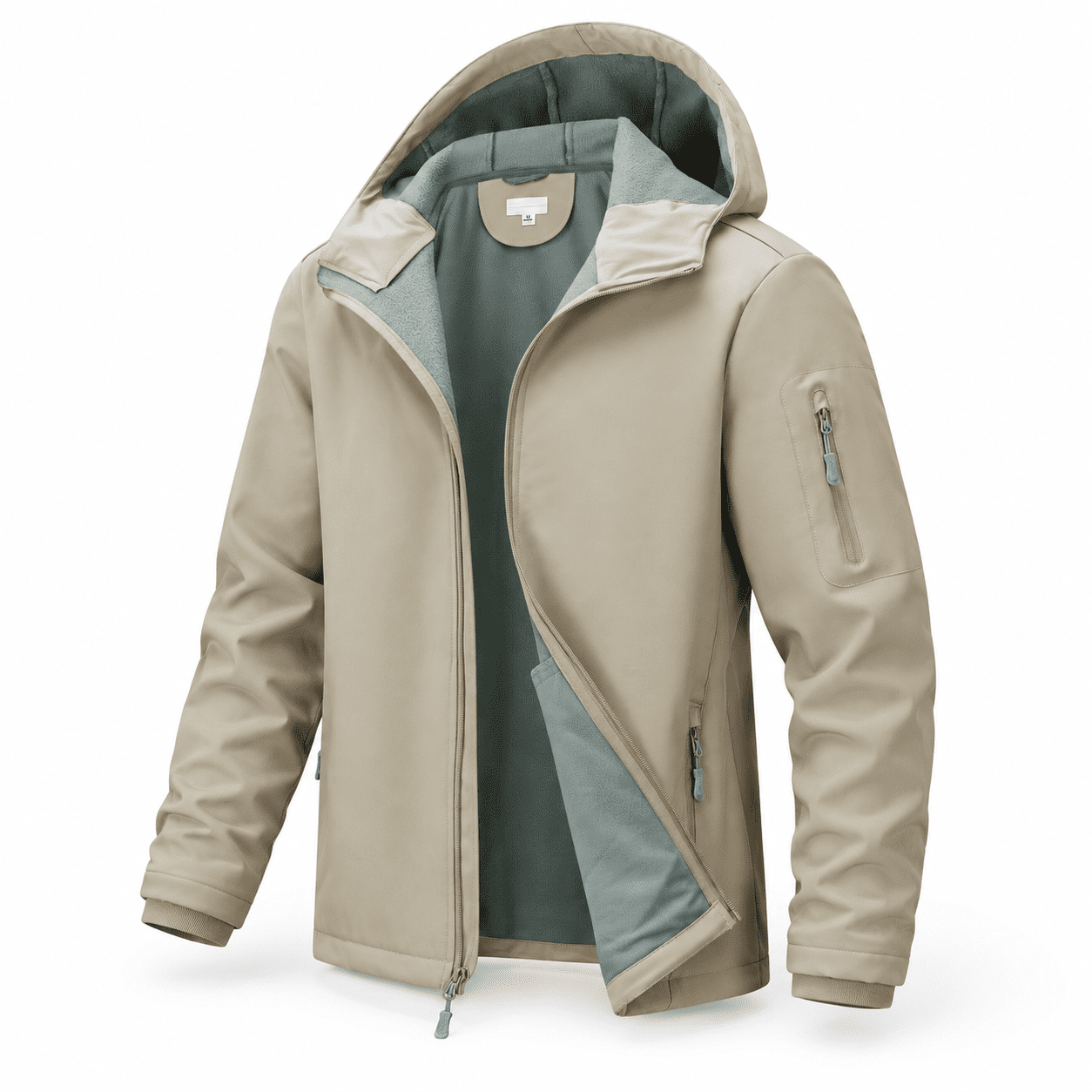 Men's Beige Fleece Lined Waterproof Rain Shell Jacket, 4X-Large ...