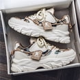 thumbnail image 1 of Men's Beige Printed Chunky Platform Dad Sneakers, Breathable Fashion Casual Walking Shoes, Non-Slip Athletic Shoes for Daily Wear, 1 of 9