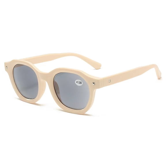 Men's Beige Reading Glasses Women's Square Classic Tinted Gray Sunglasses Readers UV +3.00