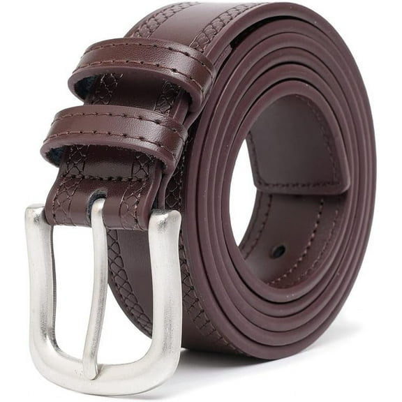 Men's Belt Big & Tall 56"-80" Embroidered Genuine Leather Extra Long Belt with Tail Reinforced Strap for Casual Work Jean