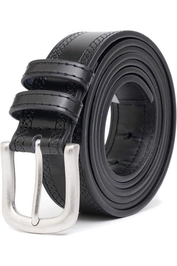 Men's Belt Big & Tall 56"-80" Embroidered Genuine Leather Extra Long Belt with Tail Reinforced Strap for Casual Work Jean