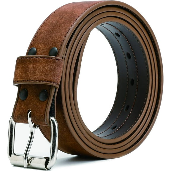 Men's Belt Big & Tall 56"-80" Genuine Leather Belt Reinforced Strap Casual Work Jean Extra Long Belts