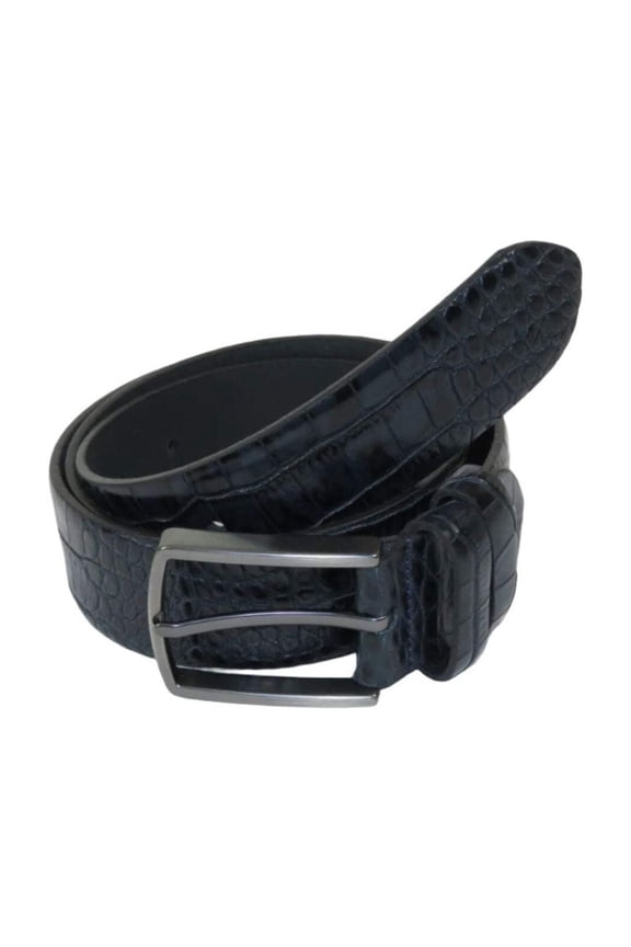 Men's Belt By PICCODER Turkey Genuine Leather Embossed Crocodile 8100 Navy