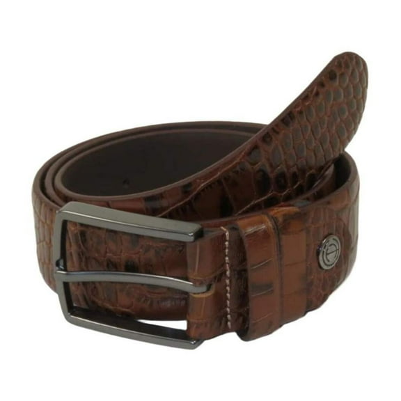 Men's Belt By PICCODER Turkey Genuine Leather Embossed Crocodile 8100 Tan