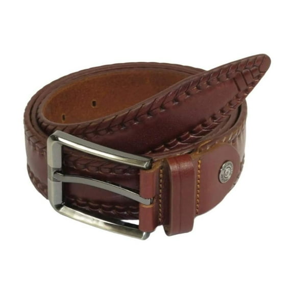 Men's Belt By PICCODER Turkey Genuine Leather Stitched 5021 Brown