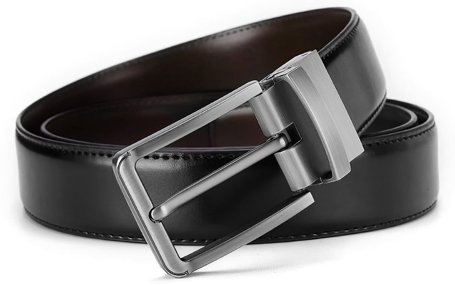 Cshidworld Men's Belt, Genuine Leather Dress Belts, 2 in1 Reversible Rotative Buckle Belt 1.37 inch for Gift Mens Casual Golf Dress Pants Shirts