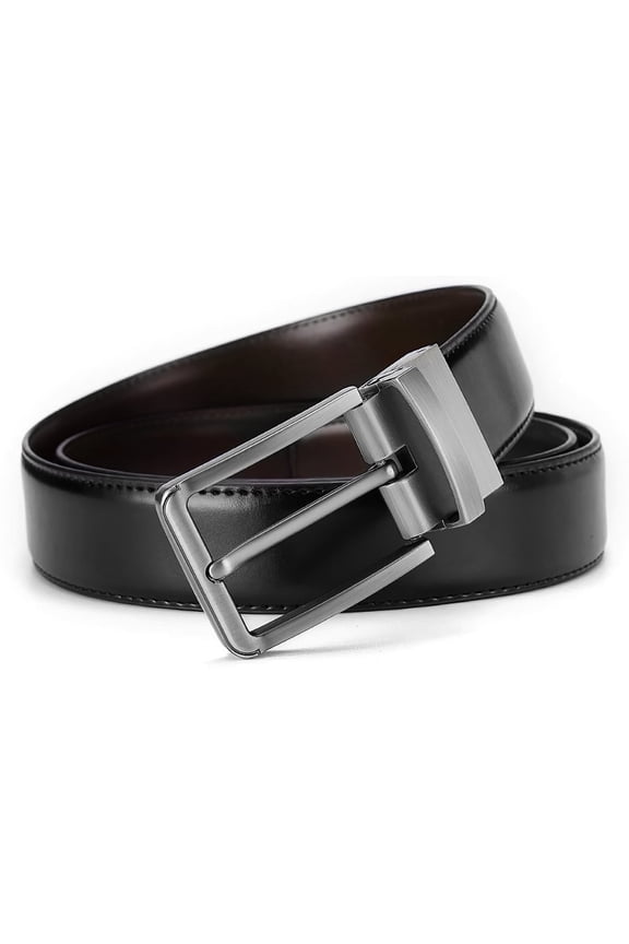 Men's Belt, Genuine Leather Dress Belts, 2 in1 Reversible Rotative Buckle Belt 1.37" for Gift Mens Casual Golf Dress Pants Shirts, Casual Everyday Jean Belt with Gift Box