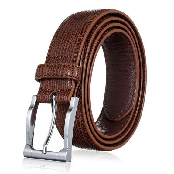 Men's Belt, Genuine Leather Dress Belts for Men - Classic & Fashion Design for Work Business and Casual (Brown, 32in)