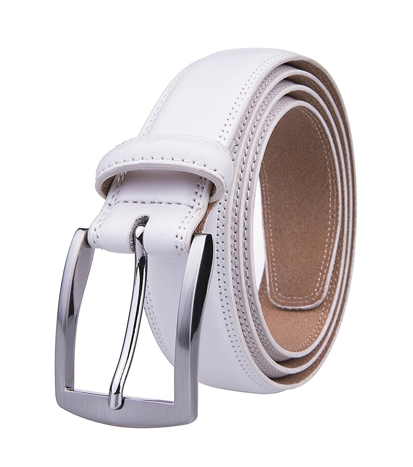 Men's Belt, Genuine Leather Dress Belts for Men - Classic & Fashion Design for Work Business and Casual (White, 36in)