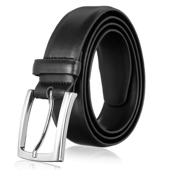 Men's Belt, Genuine Leather Dress Belts for Men with Single Prong Buckle- Classic & Fashion Design for Work Business and Casual (Black, 44in)