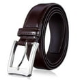 thumbnail image 1 of Men's Belt, Genuine Leather Dress Belts for Men with Single Prong Buckle- Classic & Fashion Design for Work Business and Casual (Brown, 30in), 1 of 4