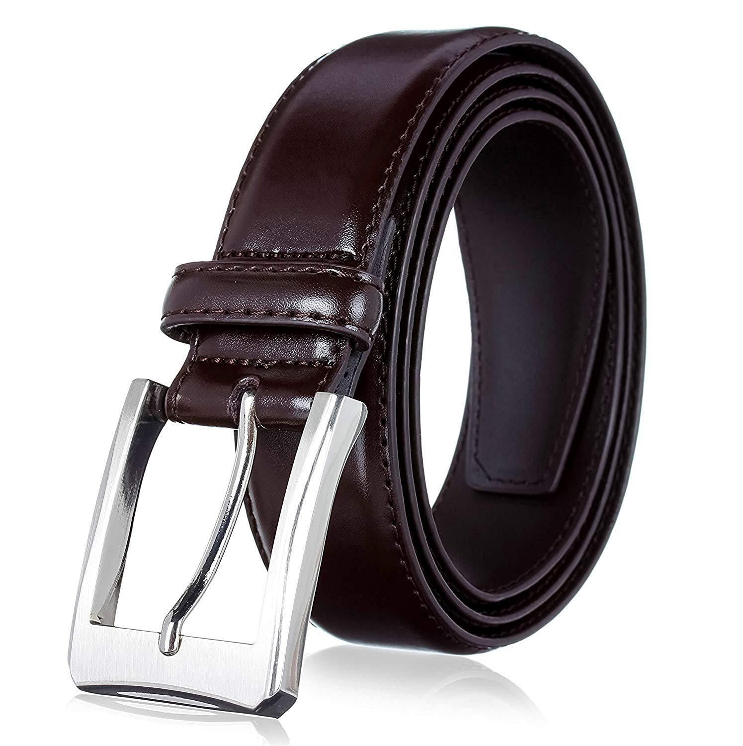 Men's Belt, Genuine Leather Dress Belts for Men with Single Prong
