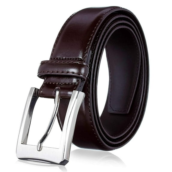 Men's Belt, Genuine Leather Dress Belts for Men with Single Prong Buckle- Classic & Fashion Design for Work Business and Casual (Brown, 34in)