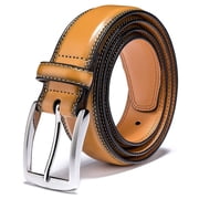 Mens Belt, Genuine Leather Dress Belts for Men with Single Prong Buckle- Classic & Fashion Design for Work Business and Casual Brown, 38in