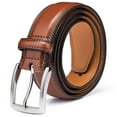 thumbnail image 1 of Men's Belt, Genuine Leather Dress Belts for Men with Single Prong Buckle- Classic & Fashion Design for Work Business and Casual (Brown, 44in), 1 of 6