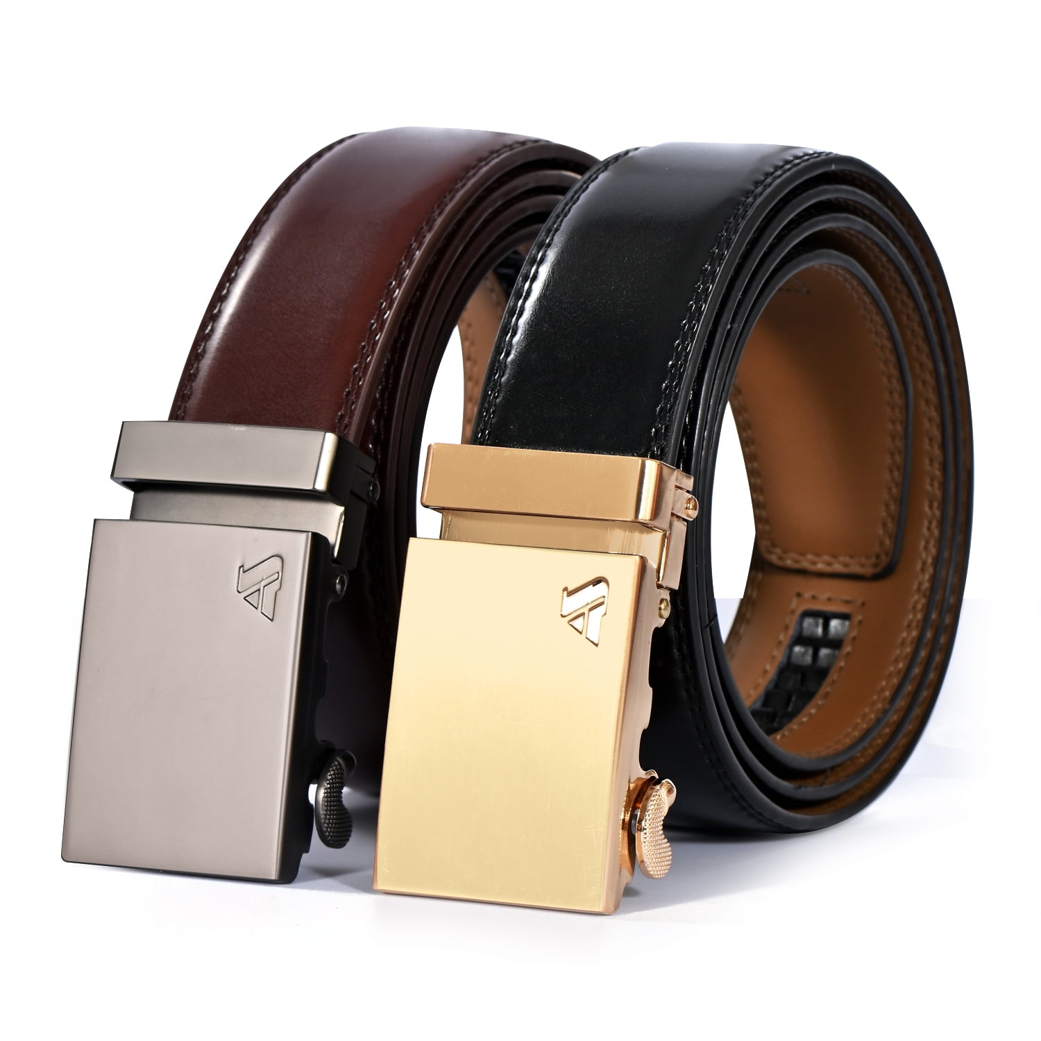 Men's Belts Leather Designer Gold Automatic Buckle Ratchet Belt for Men :  : Clothing, Shoes & Accessories