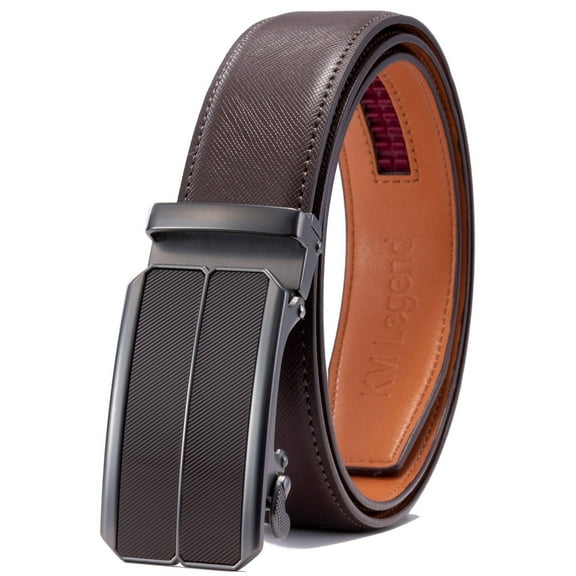 Men's Belt, KM Legend Leather Ratchet Dress Belt for Men, Jeans Belt with Adjustable Buckle, Trim to Fit for Your Size