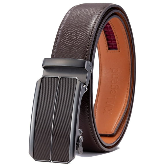 Men's Belt, KM Legend Leather Ratchet Dress Belt for Men, Jeans Belt with Adjustable Buckle, Trim to Fit for Your Size