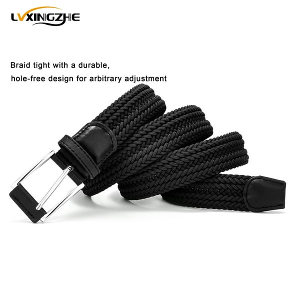 Men's Belt New Outdoor Fashion Braided Elastic No-Hole Women's Belt (Width 1.33in)