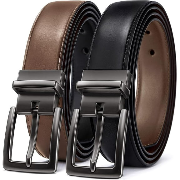 Men's Belt,Reversible Belt Adjustable For Gift Men 1.25”-Cut For Fit-2 Sides in 1 Belt(Not 2)