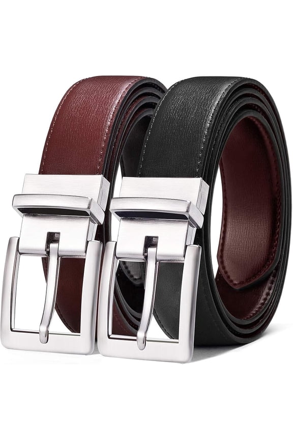 Men's Belt,Reversible Belt Adjustable For Gift Men 1.25”-Cut For Fit-2 Sides in 1 Belt(Not 2)