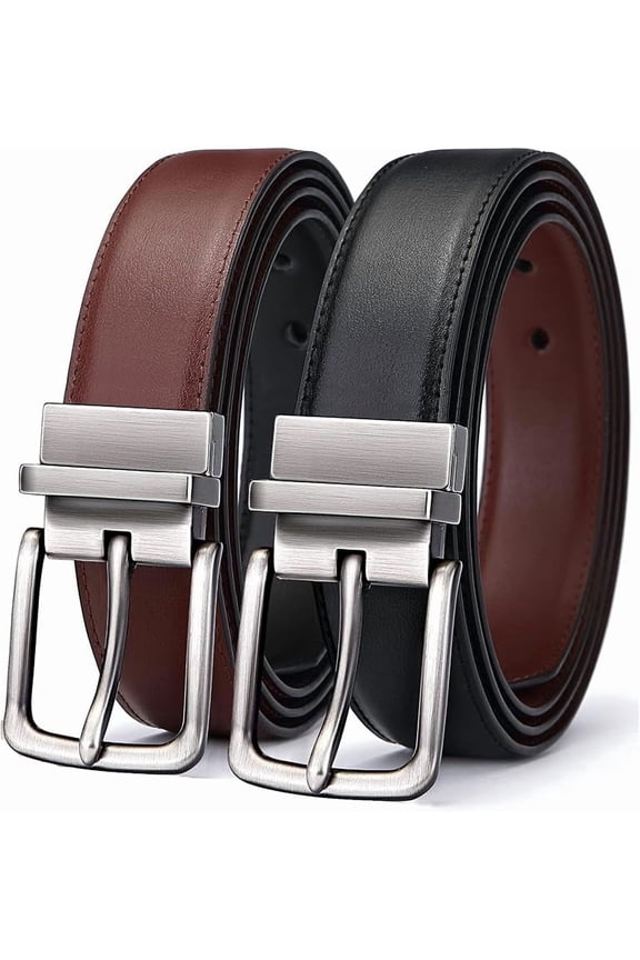 Men's Belt,Reversible Belt Adjustable For Gift Men 1.25”-Cut For Fit-2 Sides in 1 Belt(Not 2)