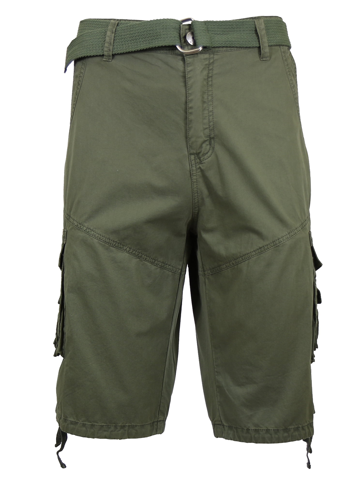 Men's Belted Cargo Shorts 100% Cotton Distressed Washed Style (Size 30 ...