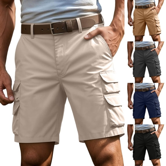 Men's Belted Cargo Shorts Big and Tall Straight Cargo Pants Comfort Fit Knee Length Shorts 2024 Summer Casual Hipster Streetwear