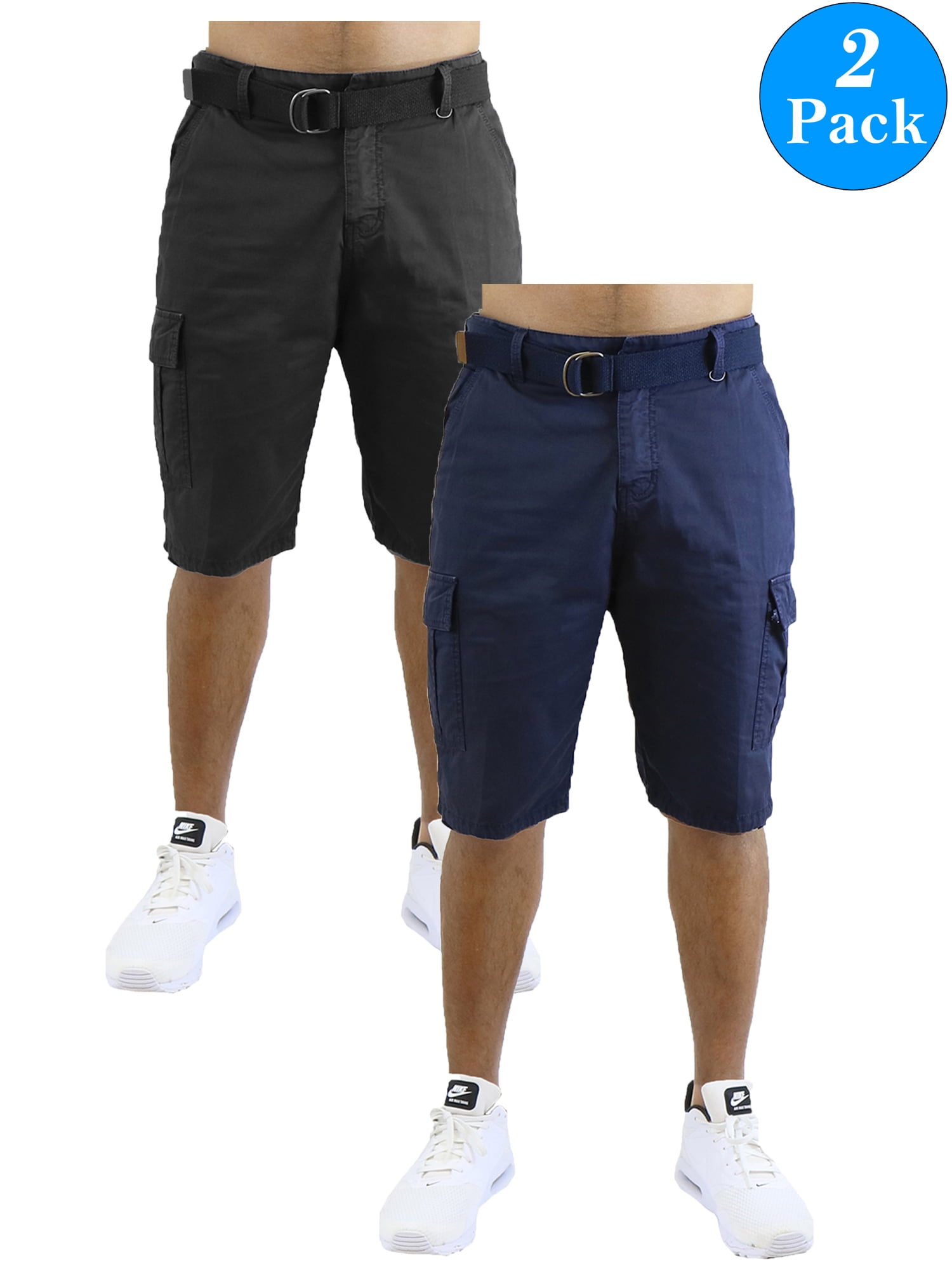 Men's Belted Cotton Cargo Shorts (2-Pack) - Walmart Business Supplies