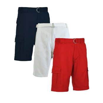 Men's Belted Cotton Cargo Shorts (3-Pack)