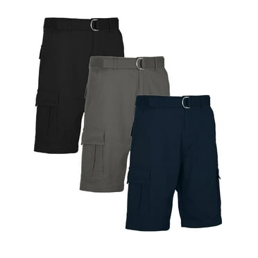 Men's Belted Cotton Cargo Shorts (3-Pack)