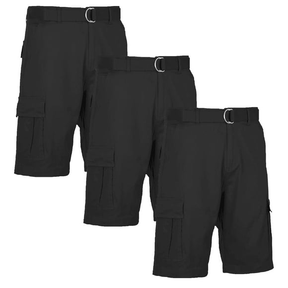 Men's Belted Cotton Cargo Shorts (3-Pack)