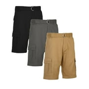 Men's Belted Cotton Cargo Shorts (3-Pack)