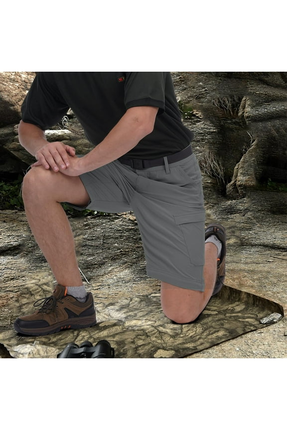 Men's Belted Hiking Pants Convertible Zipper Cuff Elastic Waist Quick Dry Lightweight Zip Off Outdoor Fishing Travel