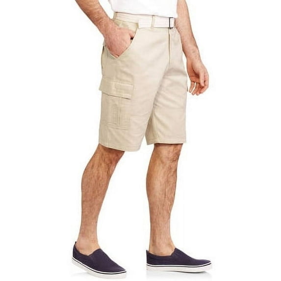 Men's Belted Solid Twill Cargo Shorts