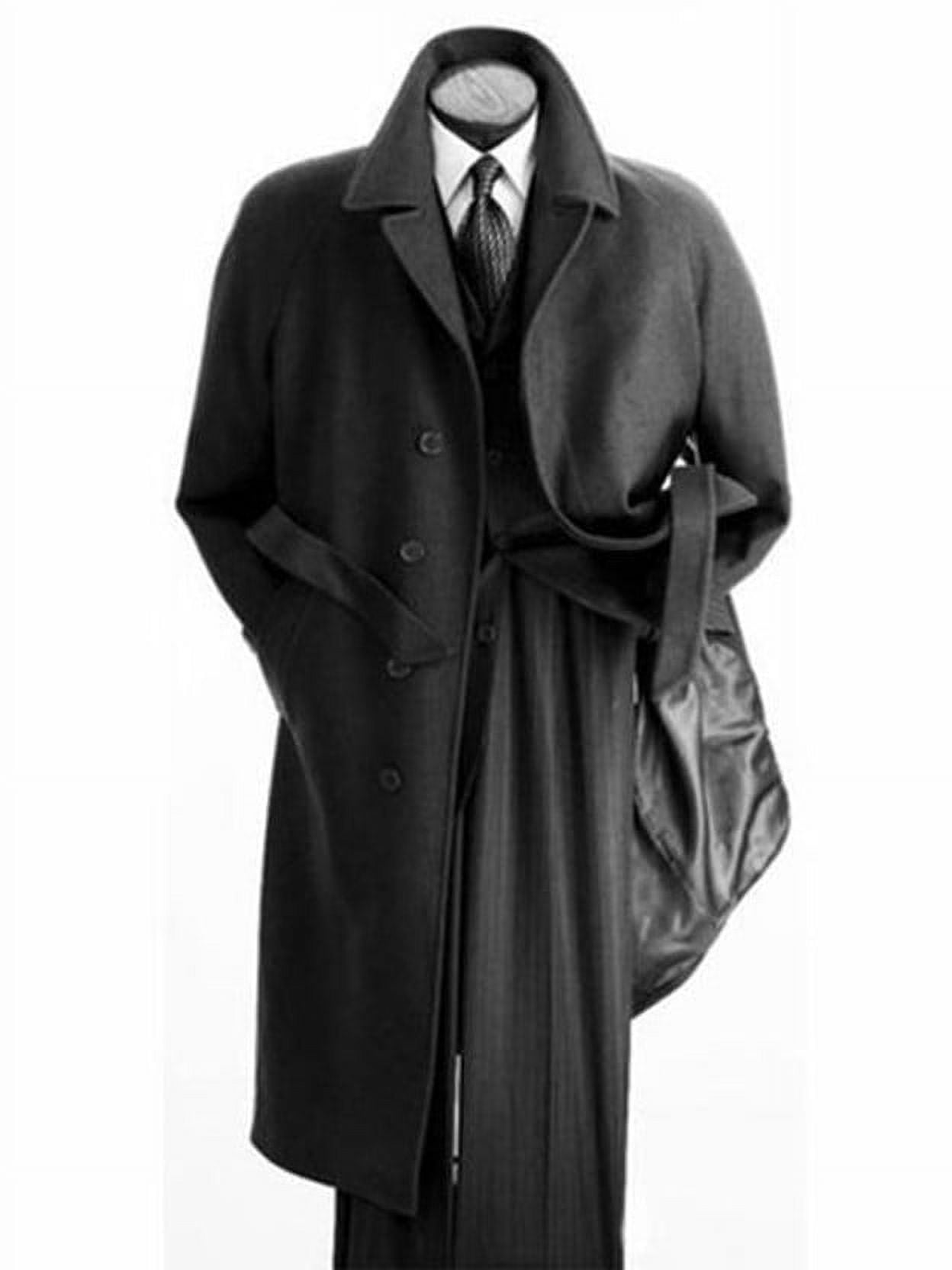 Men's Belted Wool Overcoat Black Top Coat Full Length Private Label ...