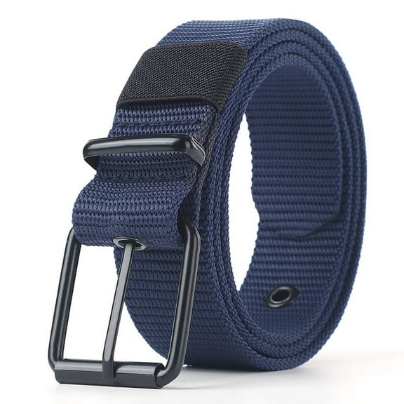 Men's Belts for Jeans, Men's Perforated Canvas Belt with Metal Buckle Breathable Nylon Casual Belt for Work Travel