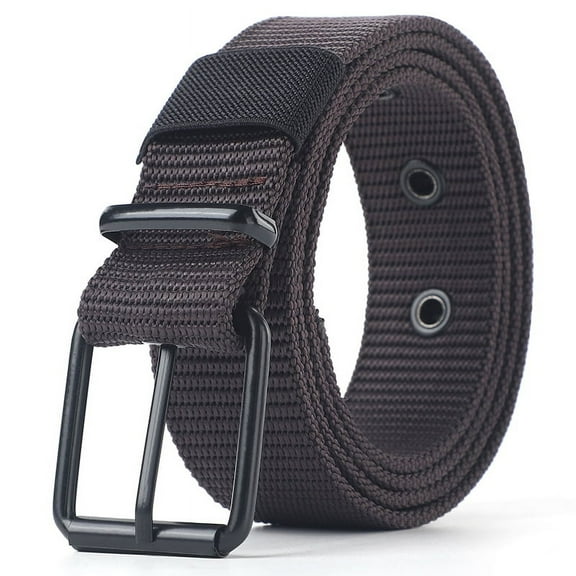 Men's Belts for Jeans, Men's Perforated Canvas Belt with Metal Buckle Breathable Nylon Casual Belt for Work Travel