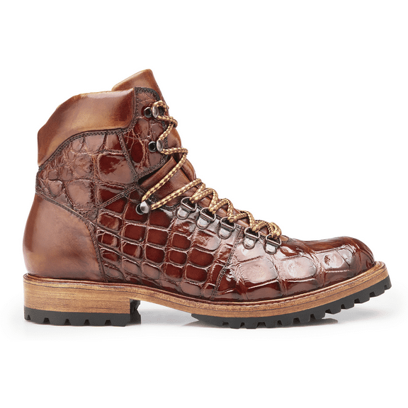 Men's Belvedere Damian Italian Calf and Genuine Alligator Boots Peanut CB03