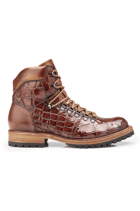 Men's Belvedere Damian Italian Calf and Genuine Alligator Boots Peanut CB03