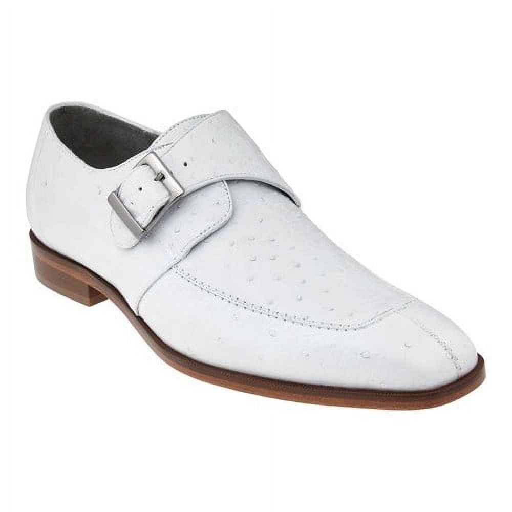 Mens Belvedere Josh Ostrich Quill Monk Strap Shoe in White