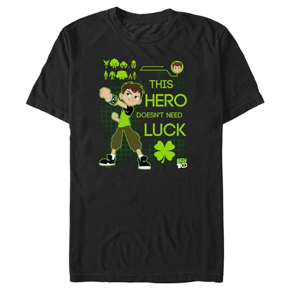 Men's Ben 10 Doesn't Need Luck Graphic Tee Black Medium