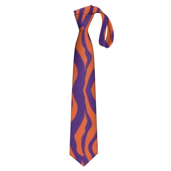 Men's Bengal Tiger Print Satin Neck Tie - Wild Jungle Stripes Artistic Design, Wrinkle-Resistant Formal Wedding Tie for Grooms & Professionals (58.3")